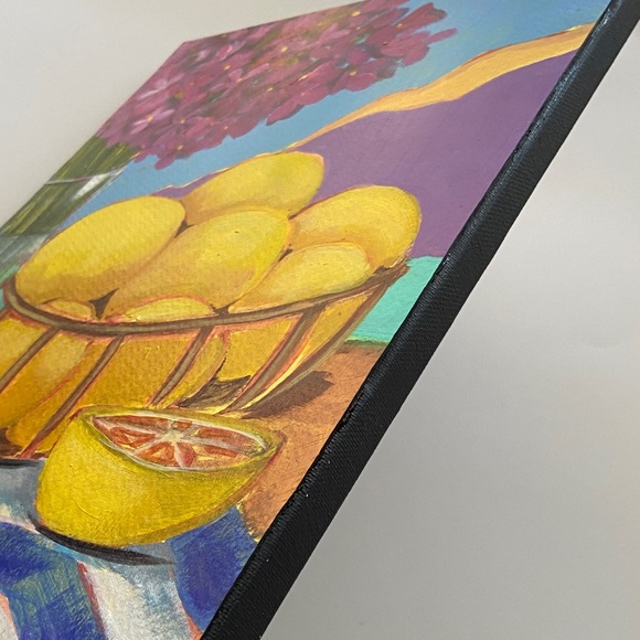 Vibrant Grapefruit Basket Original Art Work Mediterranean Citrus Morning - Picture 4 of 4